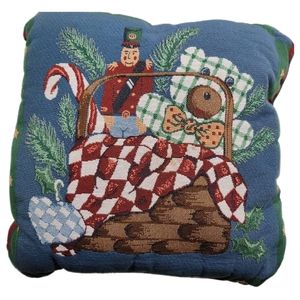 15"x15" Fashion Christmas Tapestry Throw Pillow  Teddy Bear Soldier